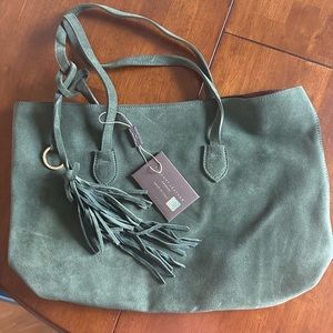 Tuscany, dark green suede, leather shoulder bag